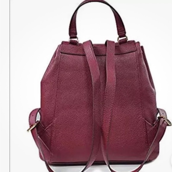 Michael Kors Riley Large Leather Back Pack Mulberry Red /Gold Studs and Wallet - Picture 3 of 8